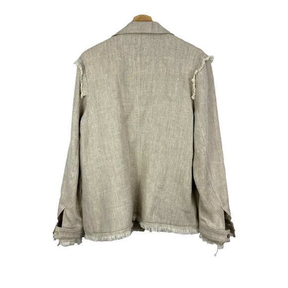 Maggie Marilyn New Zeland Womens Blazer100% Linen Fringe Pockets Jacket Size 10 - Picture 4 of 9